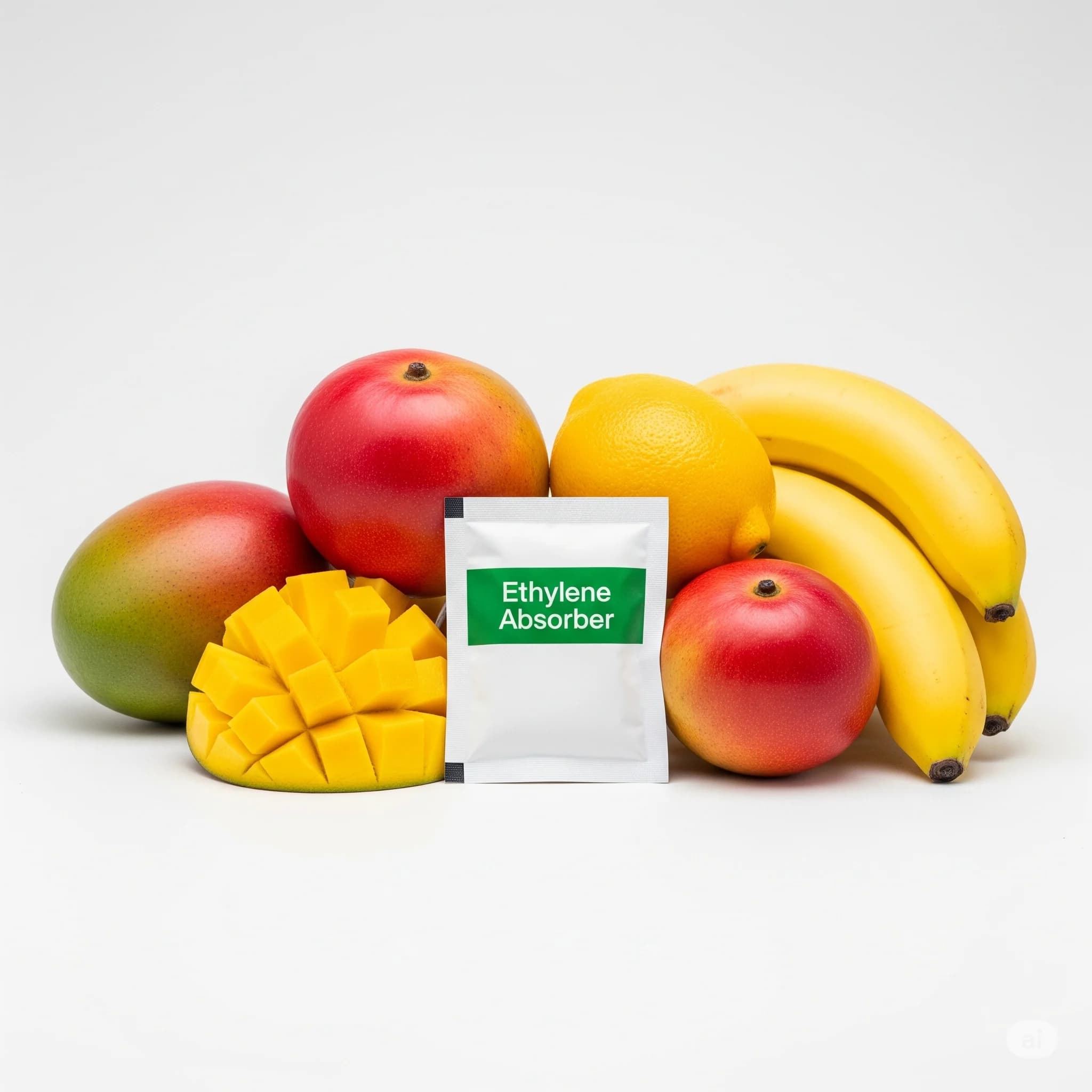 Sachet EthyleneGuard di antara buah segar